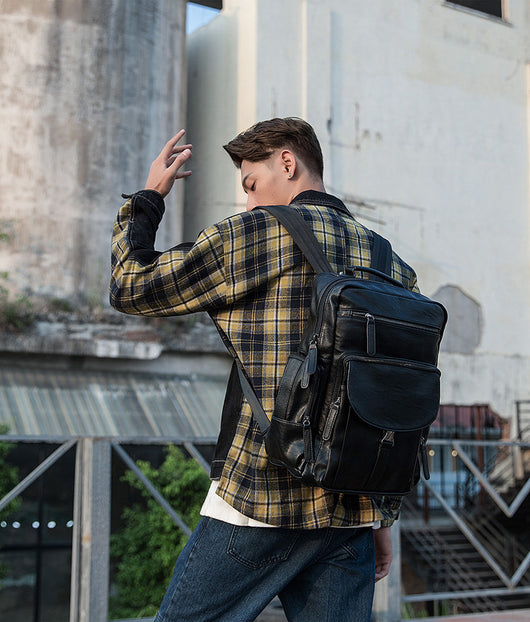 Mochila de Cuero Genuino para Hombre - Gran Capacidad, Diseño Moderno - Image 13
