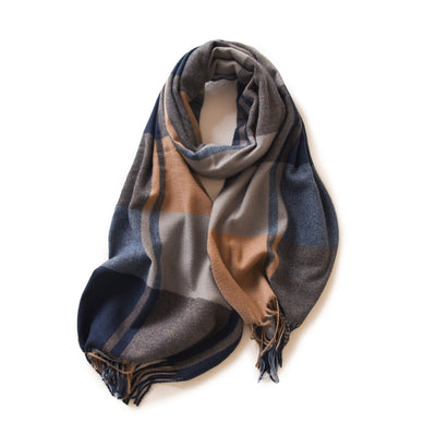 Bufanda de Cashmere Artificial Gruesa y Cálida con Flecos - Image 11