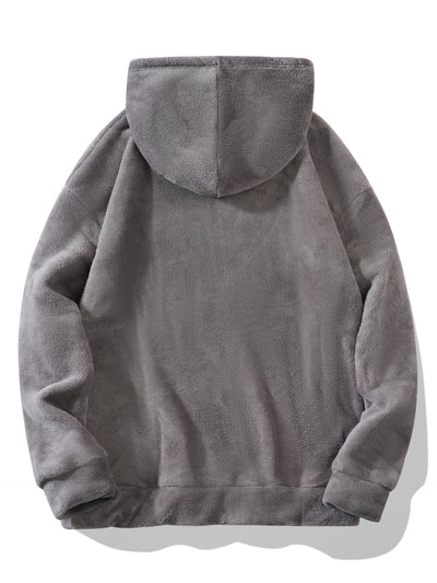 Conjunto de Sudadera con Capucha y Shorts en Fleece Coral para Hombre Talla Grande - Image 24