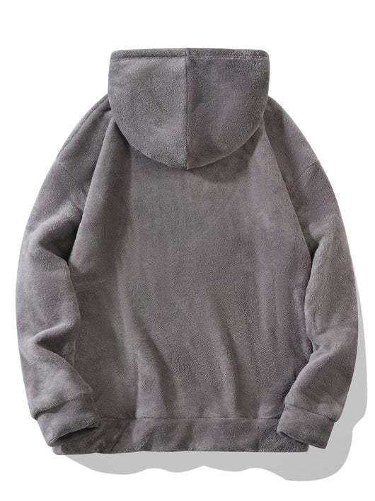 Conjunto de Sudadera con Capucha y Shorts en Fleece Coral para Hombre Talla Grande - Image 24