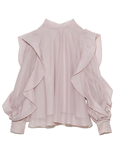 Blusa Chiffon con Cuello Alzado y Volantes Estampados - Image 18