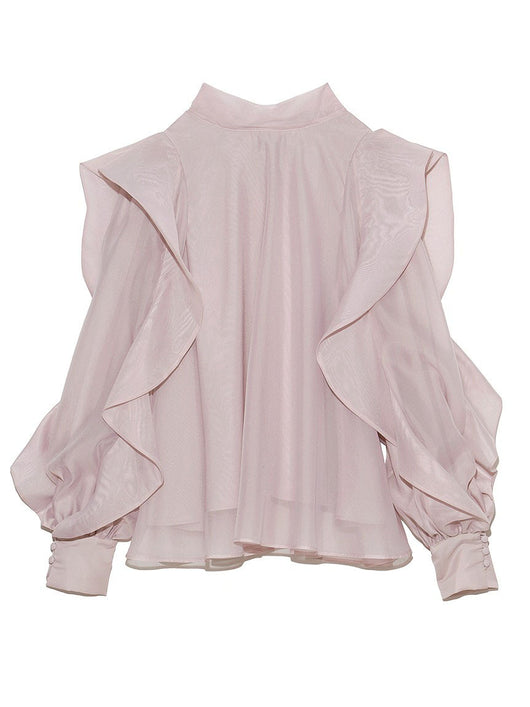 Blusa Chiffon con Cuello Alzado y Volantes Estampados - Image 18