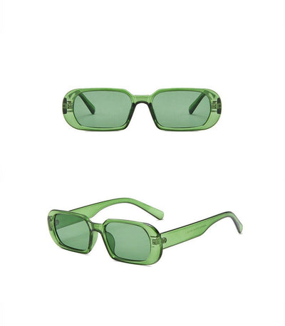 Black rectangular fashion sunglasses with dark lenses, featuring a thick frame and temples, angled on a white background. - Image 12