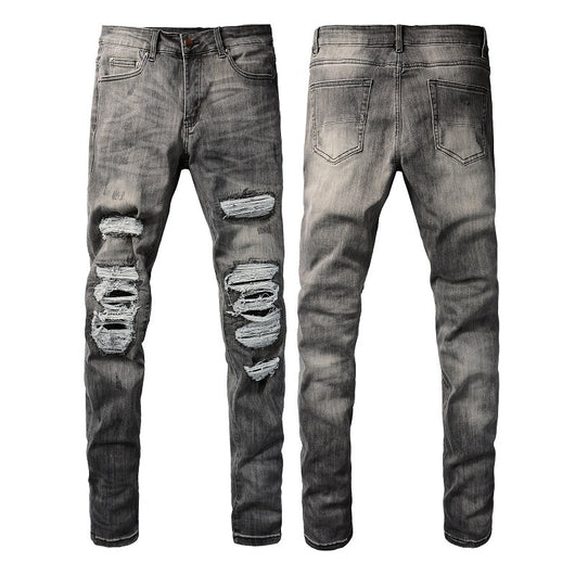 Pantalones Vaqueros Rotos Gris Casual para Hombre - Estilo Urbano Moderno - Image 5