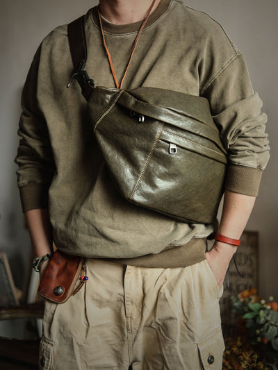 Bolsa Mensajero de Cuero Vacuno Vintage Gran Capacidad para Hombre - Image 6