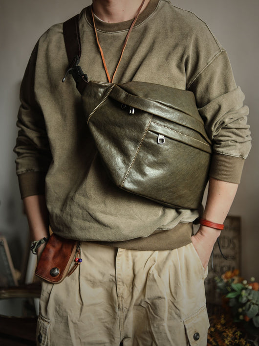 Bolsa Mensajero de Cuero Vacuno Vintage Gran Capacidad para Hombre - Image 6