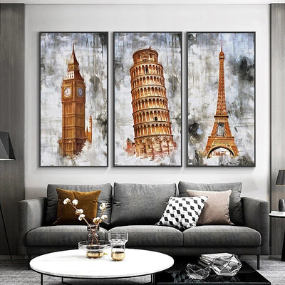 Cuadro de Lienzo Paisaje Torre Dorada Retro para Dormitorio - Image 2