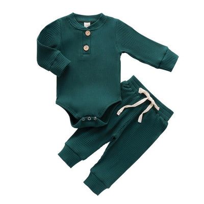 Conjunto Mameluco Infantil Manga Larga Color Liso - Image 2