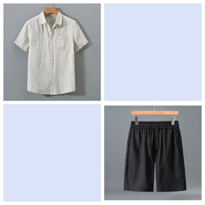 Conjunto de Shorts y Camisa de Lino para Hombre - Outfit Veraniego Ligero y Cómodo - Image 10