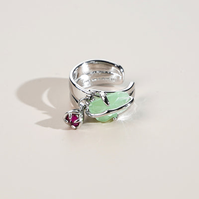 Aretes Flor de Durazno en Cristal - Sin Perforación - Image 7