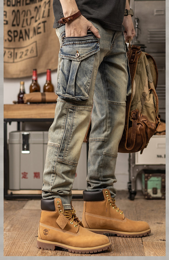 Pantalones Casuales Retro Slim Fit de Corte Recto para Primavera y Otoño