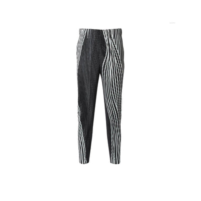 Pantalones Casuales Plisados con Estampado a Rayas para Hombre - Image 2