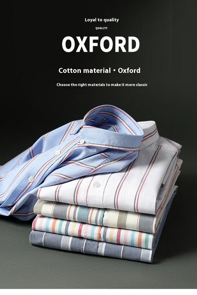 Camisa Oxford de Algodón a Rayas Antirruga para Hombre - Image 24
