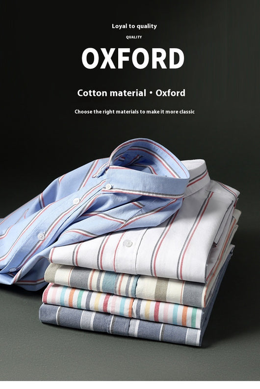 Camisa Oxford de Algodón a Rayas Antirruga para Hombre - Image 24