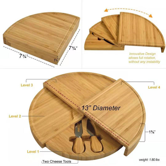 Juego de Tabla y Cuchillos para Queso en Bambú - Image 10