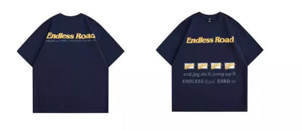 Camiseta de Algodón Estampada Estilo Americano para Mujer