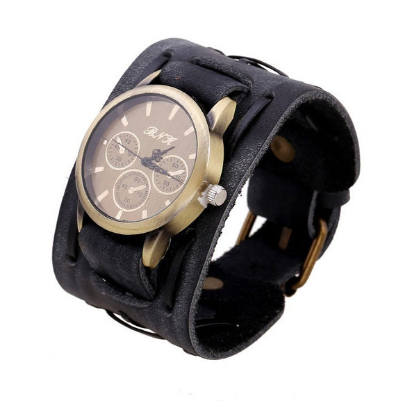 Reloj de Pulsera Vintage en Cuero Ancho para Hombre