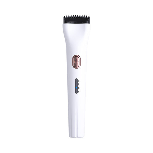 White portable heated eyelash curler with a rose gold power button and blue indicator light. - Image 3