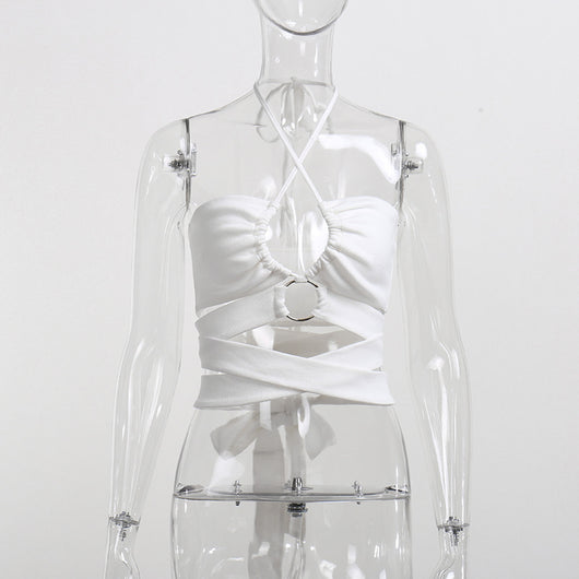 Camiseta Halter Anudada Corta para Verano - Image 13