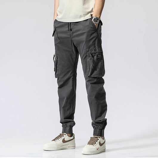 Pantalones de Trabajo Casual Cintura Elástica Hombre Algodón Puro Bolsillos Múltiples - Image 2