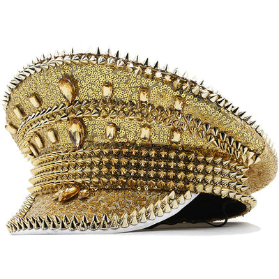 Sombrero de Novia Plateado con Lentejuelas y Tachuelas para Fotografía