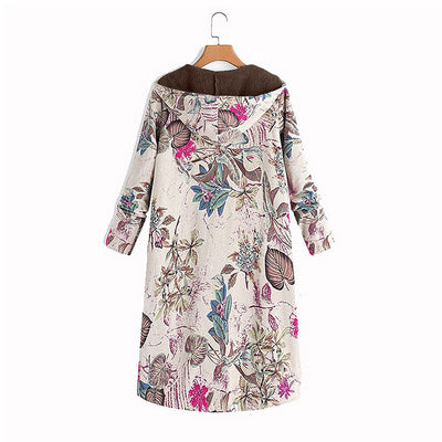 Abrigo Polar Estampado con Capucha y Cierre para Mujer - Image 7