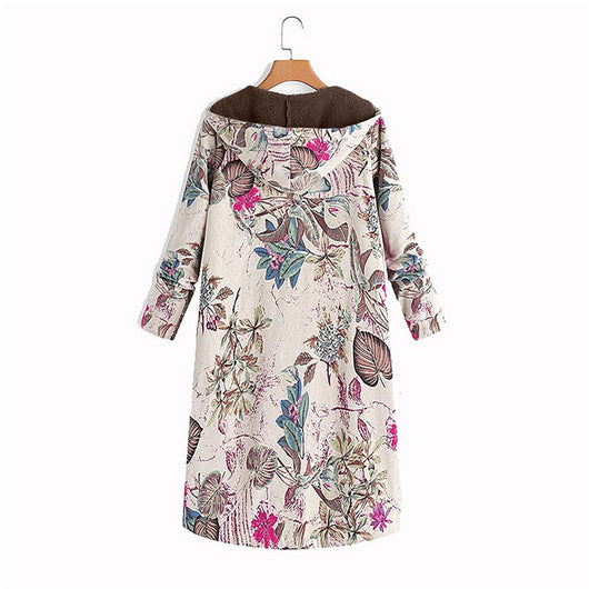 Abrigo Polar Estampado con Capucha y Cierre para Mujer - Image 7