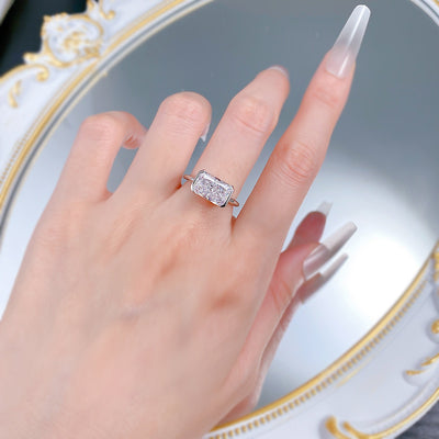 Anillo de Plata 925 con Corte de Hielo Floral Rectangular 7-11mm - Image 11