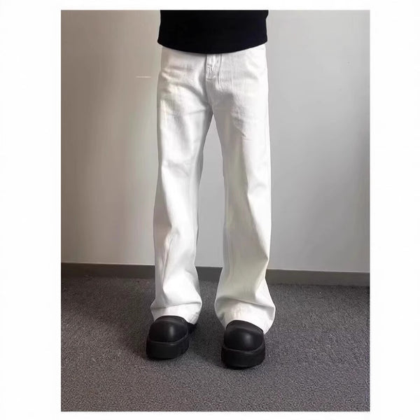 Pantalones Vaqueros Blancos Rectos Oversize para Hombre - Estilo Urbano Premium