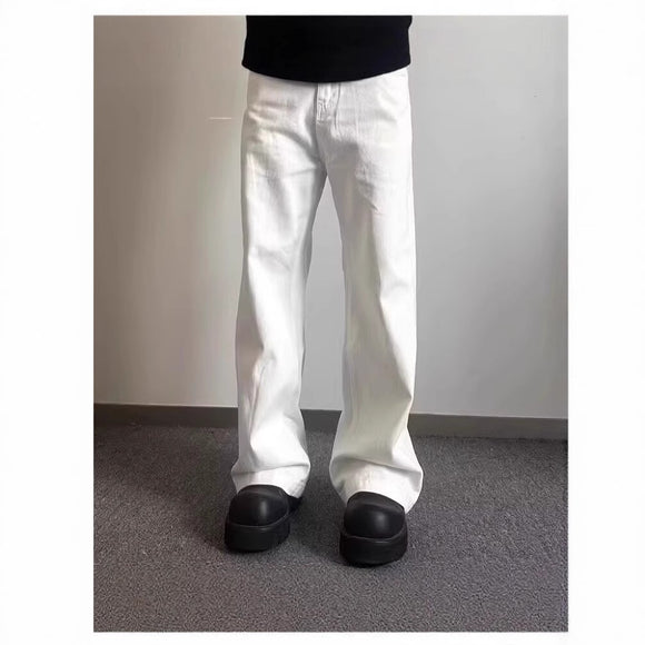 Pantalones Vaqueros Blancos Rectos Oversize para Hombre - Estilo Urbano Premium