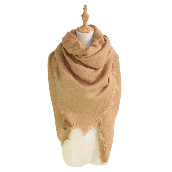 Chal Cuadrado de Colores Sólidos con Pashmina Larga