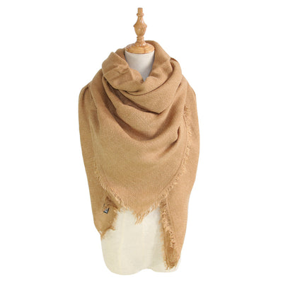 Chal Cuadrado de Colores Sólidos con Pashmina Larga