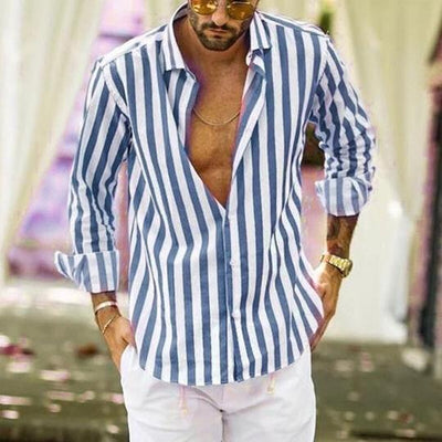 Camisa Casual de Rayas con Mangas Largas para Hombre - Image 6