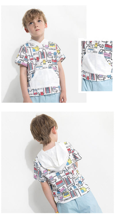 Playera Infantil Manga Corta con Capucha y Estampado Animado - Image 15