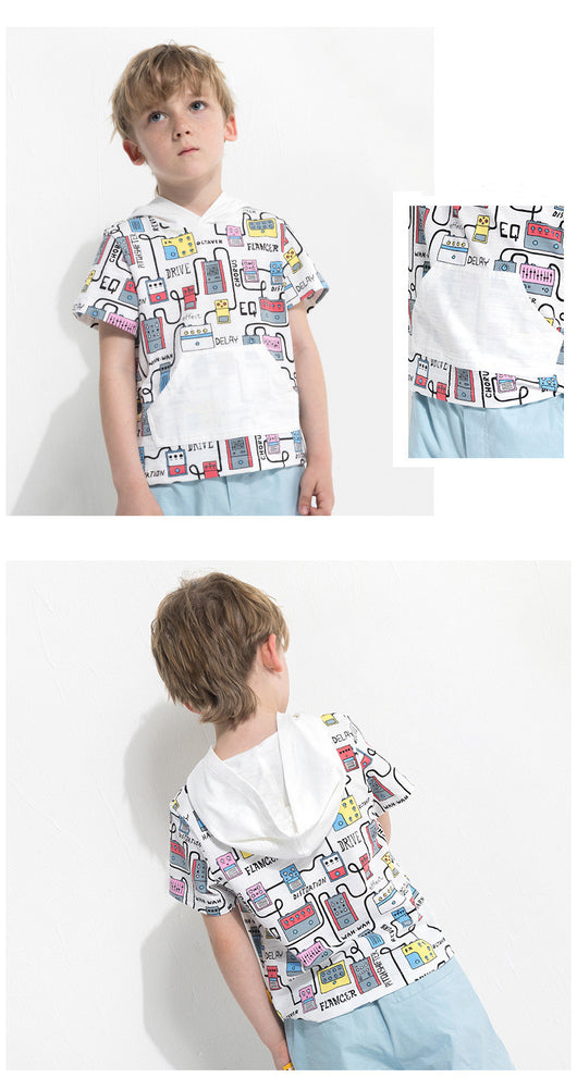 Playera Infantil Manga Corta con Capucha y Estampado Animado - Image 15