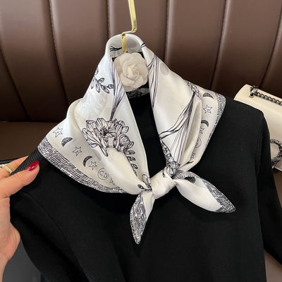 Pañuelo de Seda Beige Cuadrado para Mujer - Versátil y Fácil de Combinar - Image 47