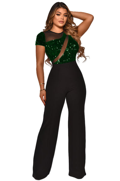 Jumpsuit Corto con Lentejuelas y Detalles de Gasa Irregular - Image 9