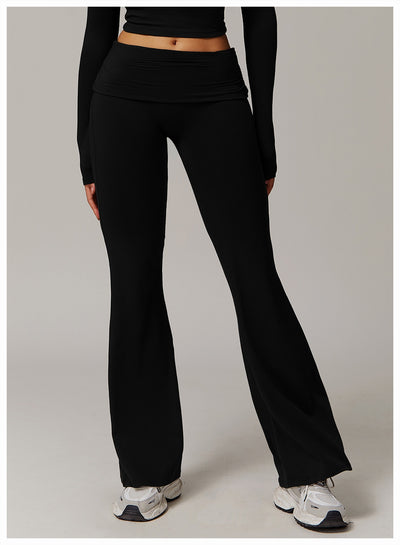 Pantalones Yoga Plisados Cintura Alta para Mujer - Diseño Acampanado Versátil - Image 20