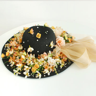 Sombrero de Paja Artesanal con Ala Ancha y Flores para Mujer - Image 18