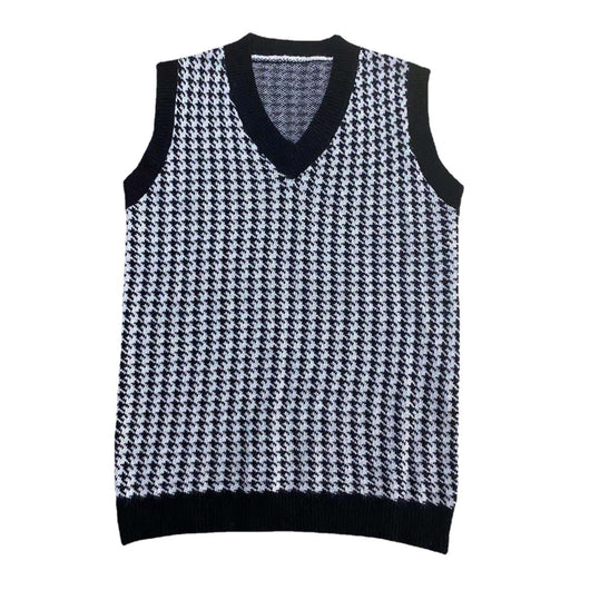 Chaleco Suéter Suelto Cuello V Estampado Pata de Gallo para Mujer - Image 13