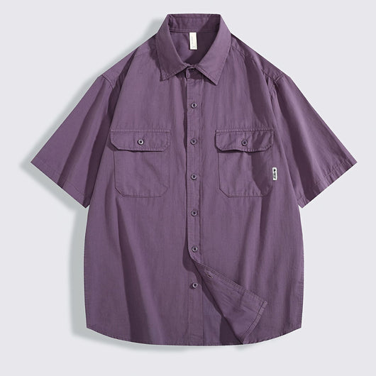 Camisa de Trabajo Retro Manga Corta para Hombre - Image 7