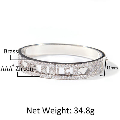 Pulsera de Letras con Incrustaciones de Cobre y Circón de 11MM - Image 16