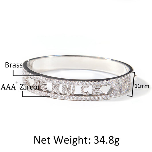 Pulsera de Letras con Incrustaciones de Cobre y Circón de 11MM - Image 16