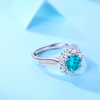 Anillo de Plata S925 Azul Hielo Elegante para Mujer - Image 4
