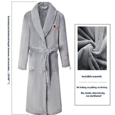 Bata Térmica de Terciopelo Coral para Hombre - Pijama Acolchado con Cinturón - Image 7