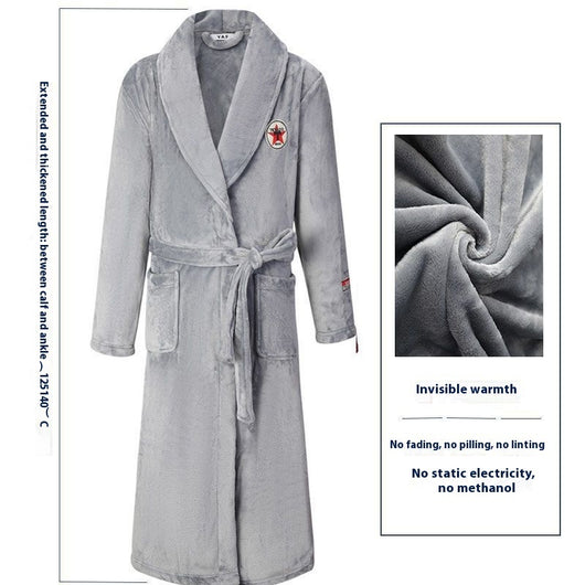 Bata Térmica de Terciopelo Coral para Hombre - Pijama Acolchado con Cinturón - Image 7