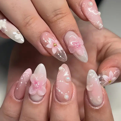 Uñas Postizas Removibles Flores Dulces - Armadura Protectora