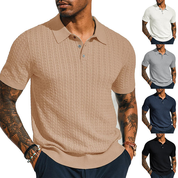 Camisa Tejida Casual para Hombre - Manga Corta Perfecta para Verano