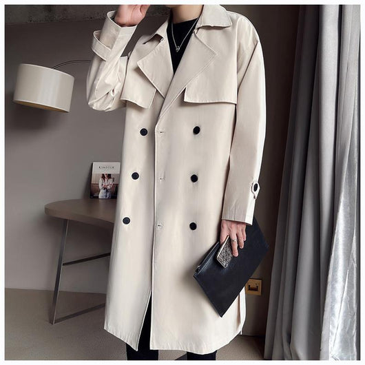 Abrigo Trench Coat Doble Botonadura Beige para Hombre - Image 11