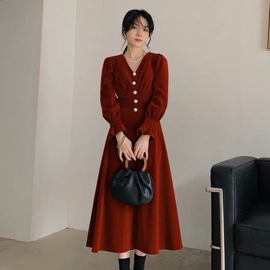 Vestido Rojo Francés con Cintura Ajustada - Image 11